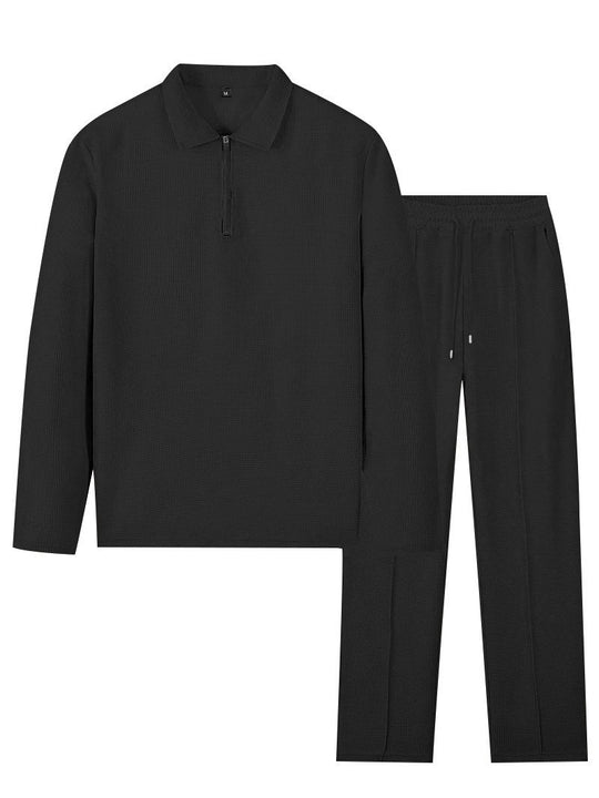 Herren Sportliches Relaxed-Fit Freizeitset mit Stehkragen EB