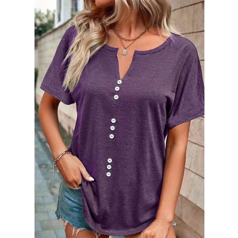 Damen T-Shirt mit Knopfleiste und lässigem Schnitt EB