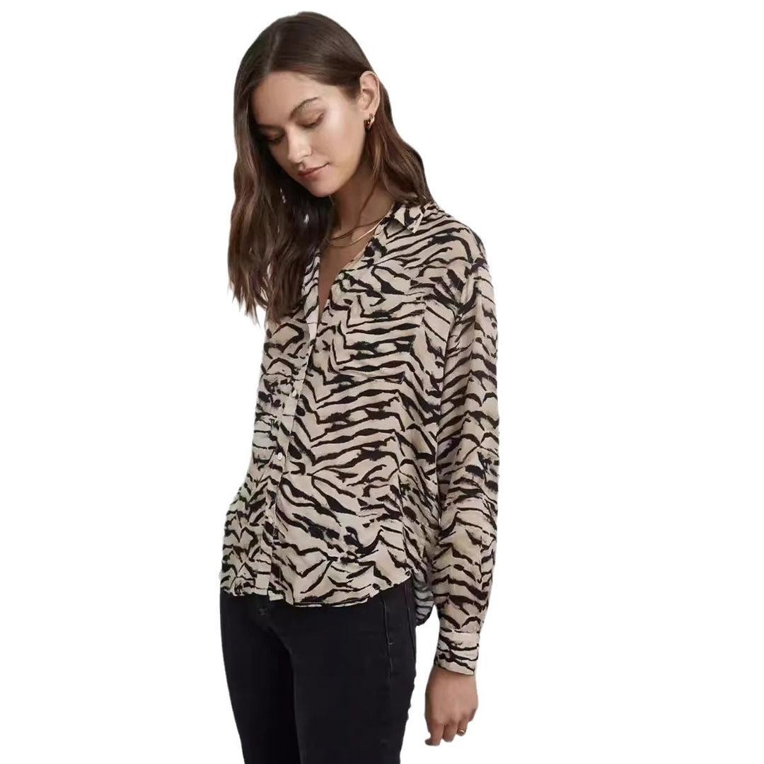 Damen Bluse mit auffälligem Tiermotiv und lockerer Passform EB