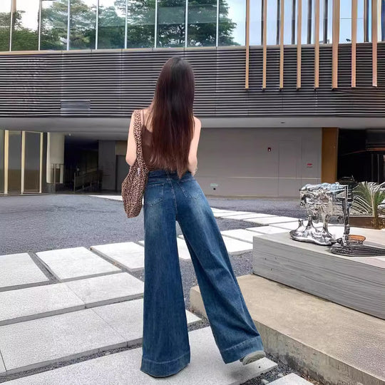 Damen Weite Jeans im entspannten Look mit hohem Bund und modischen Akzenten EB