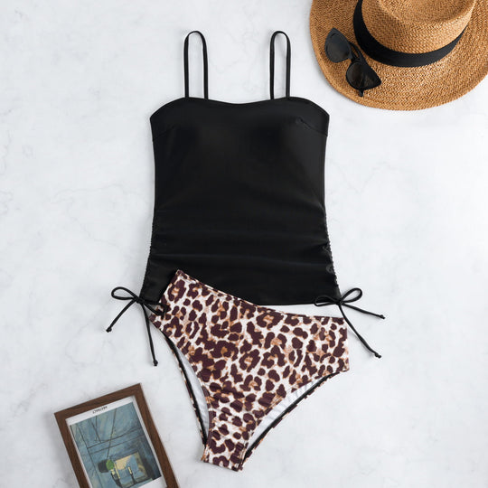 Damen Badeanzug mit modischem Raffungselement und lebhaftem Animal-Print EB