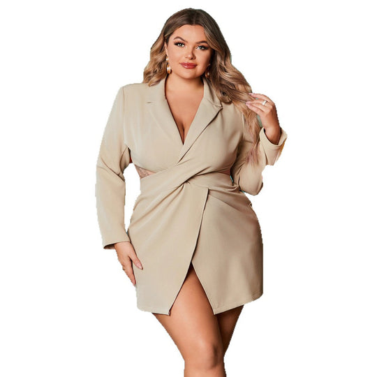 Damen elegantes Wickelkleid mit Cut-Outs EB
