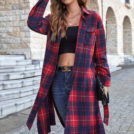 Damen Langarmhemd aus Flanell mit Karomuster EB