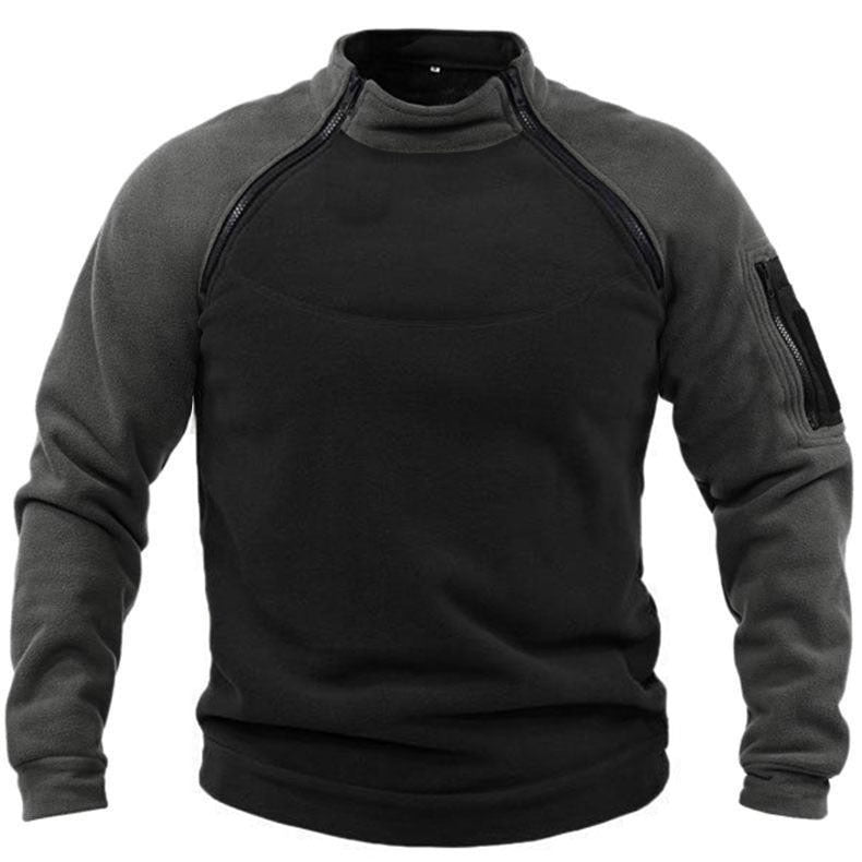 Herren Fleece-Pullover mit hohem Kragen und funktionalen Taschen EB