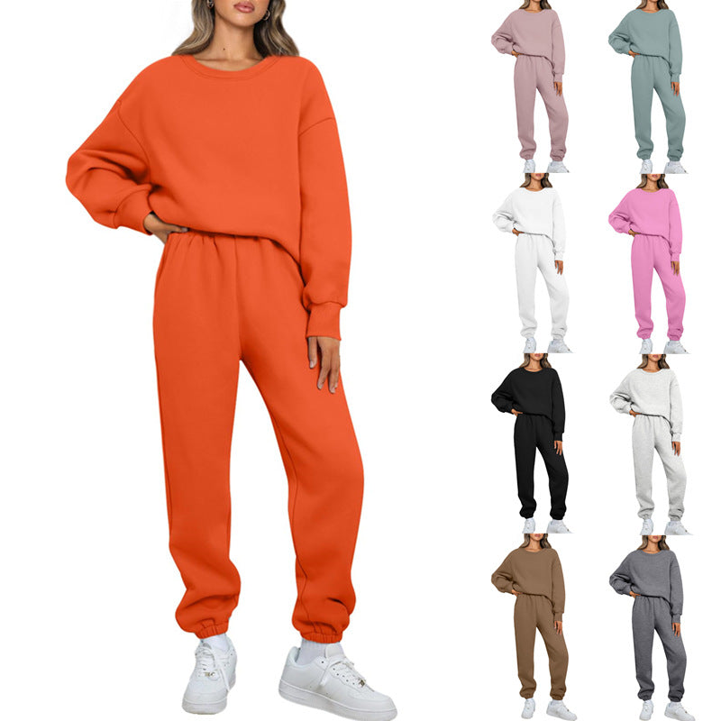 Damen nan gemütliches zweiteiliges Lounge-Set aus French-Terry mit Oversize-Sweatshirt und taillierter Jogginghose EB