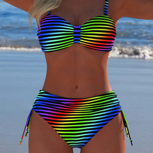 Damen Bikini-Set mit vielseitigem Rippendesign und komfortabler Höckerform EB
