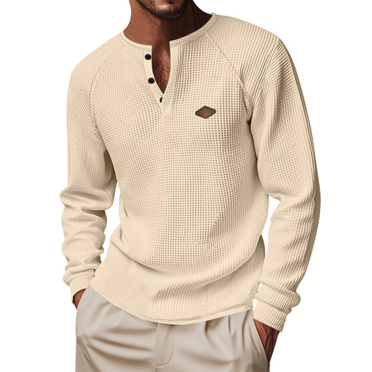 Herren Langarmshirt mit Knopfleiste und Struktur EB