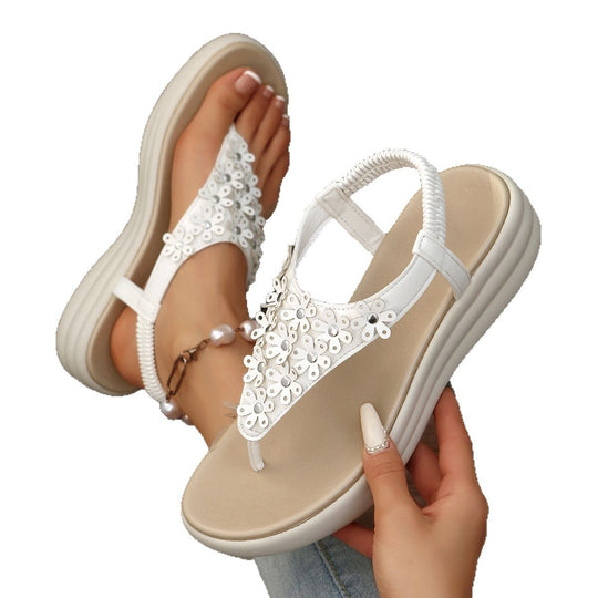 Damen Mode-Sandalen mit floralem Detail und gepolsterter Sohle EB