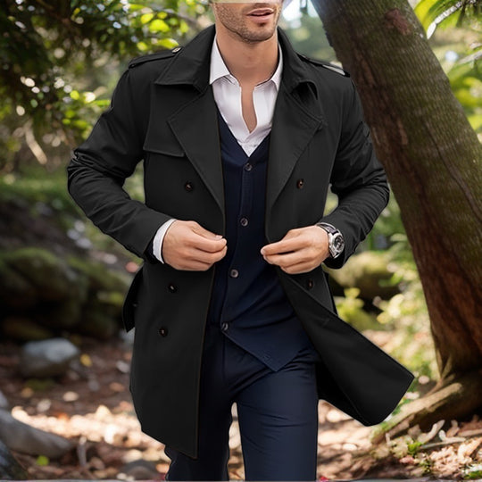 Herren klassischer Trenchcoat im zeitlosen Design mit knöpfbaren Taschen EB