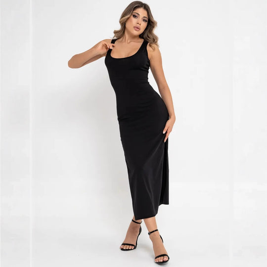 Damen Elegantes Bodycon-Maxikleid mit seitlichem Schlitz und figurbetonendem Schnitt EB