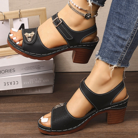 Damen Elegante und bequeme Sandalen mit Blockabsatz EB