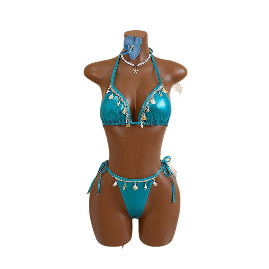 Damen Triangel-Bikini mit stilvollen Muschelverzierungen EB