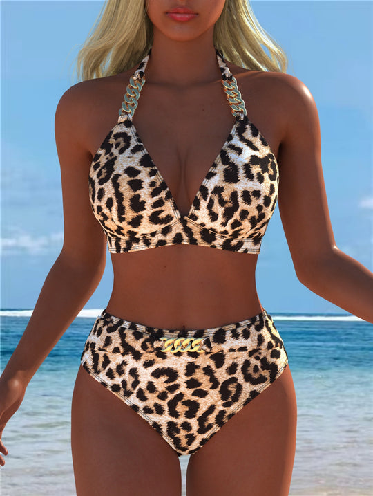 Damen Bikini mit luxuriösem Marmormuster und edlen Details EB