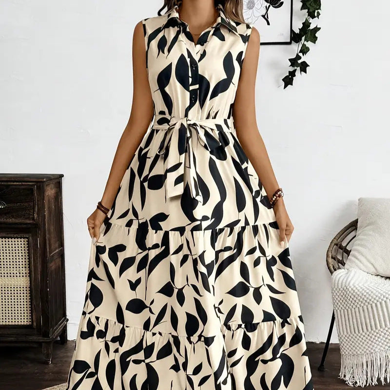Damen Hemdkleid mit Bindeband und voluminösem Rock EB