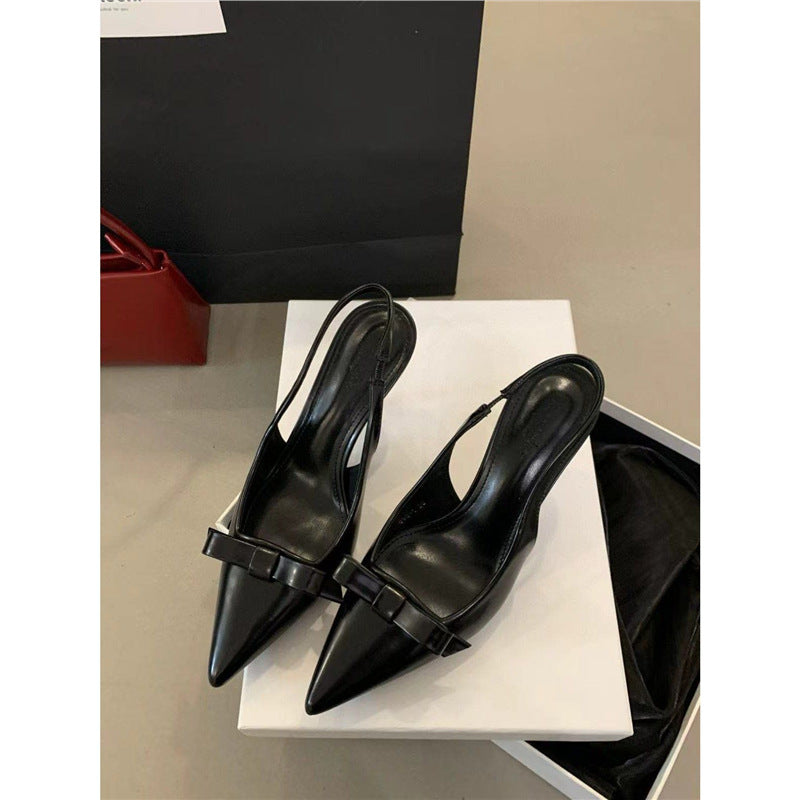 Damen elegante Slingback Pumps mit zarter Schleifenverzierung EB