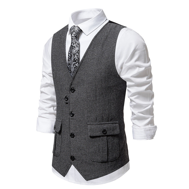 Herren elegante Weste im strukturierten Hahnentrittdesign EB