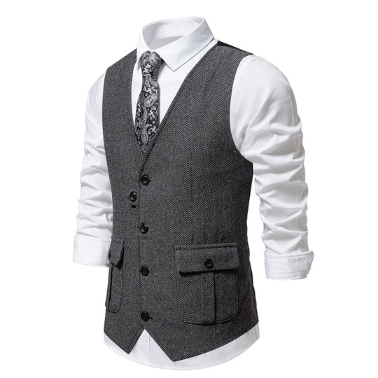 Herren elegante Weste im strukturierten Hahnentrittdesign EB