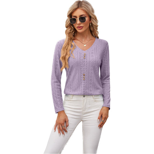 Damen luftiges Blusenshirt mit Knopfdetails EB