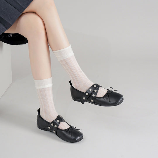 Damen Ballerinas mit modischem Schnallen- und Schleifendetail EB