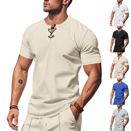 Herren Kurzarm Henley-Shirt mit interessanter Knopfleiste EB