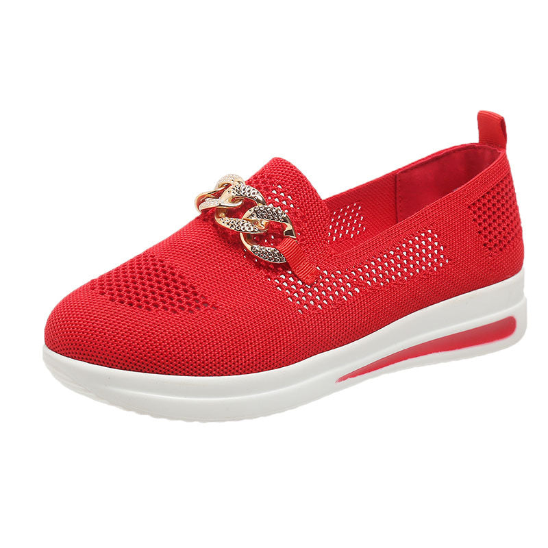 Damen Atmungsaktive Slip-On Sneakers mit modischem Ketten-Detail EB