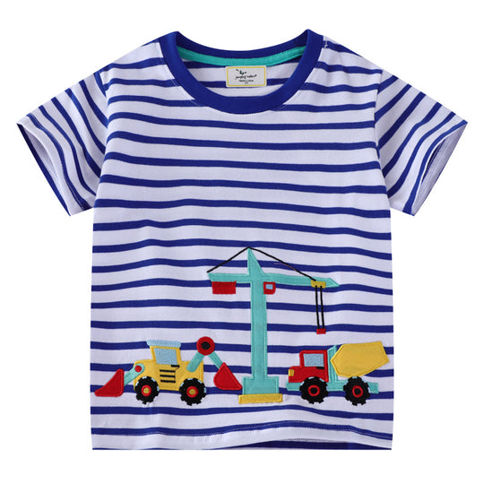 Unisex Baumwoll-T-Shirt mit buntem Baustellenmotiv EB