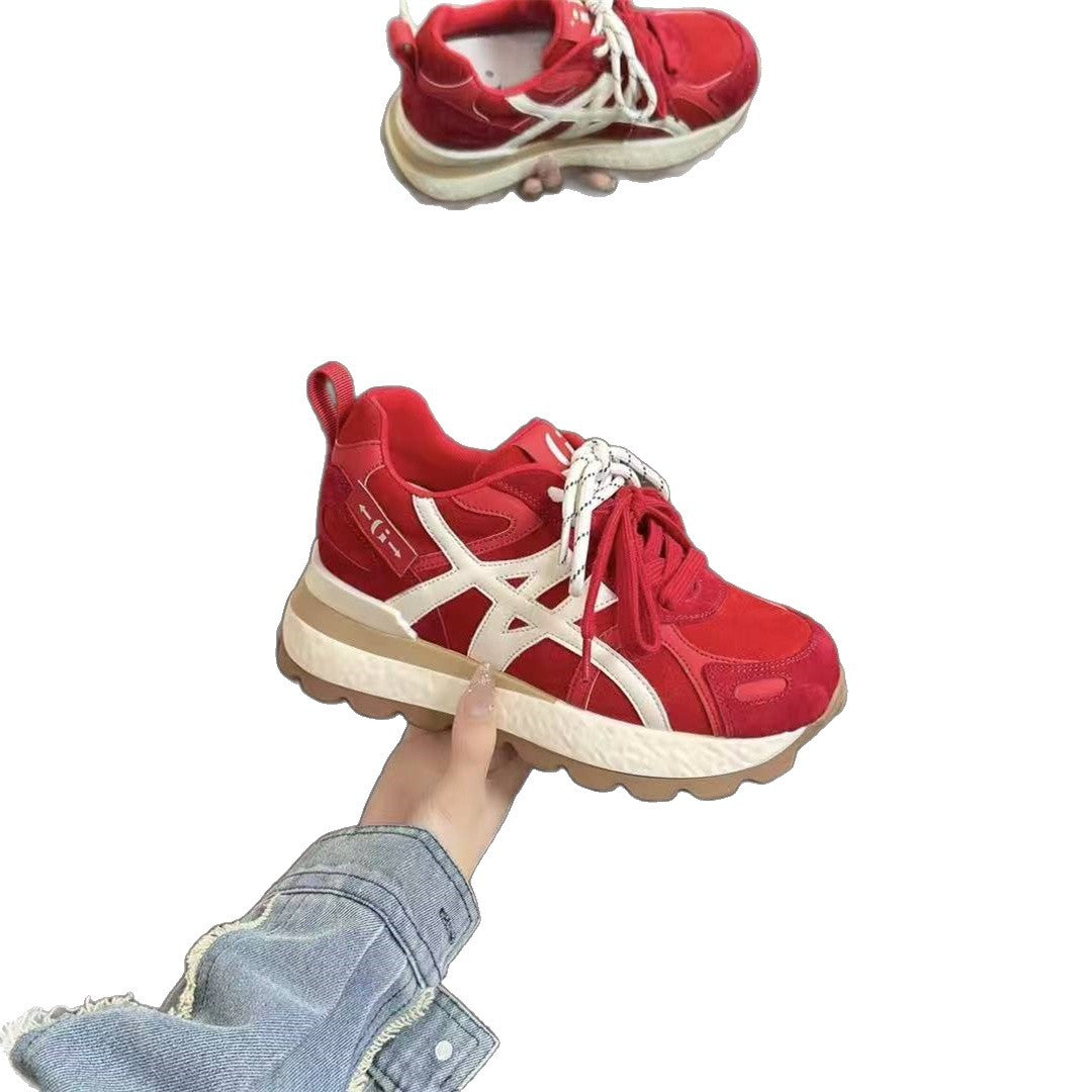 Damen Sportliche Chunky Sneakers mit rutschfester Sohle und atmungsaktiver Obermaterialstruktur EB