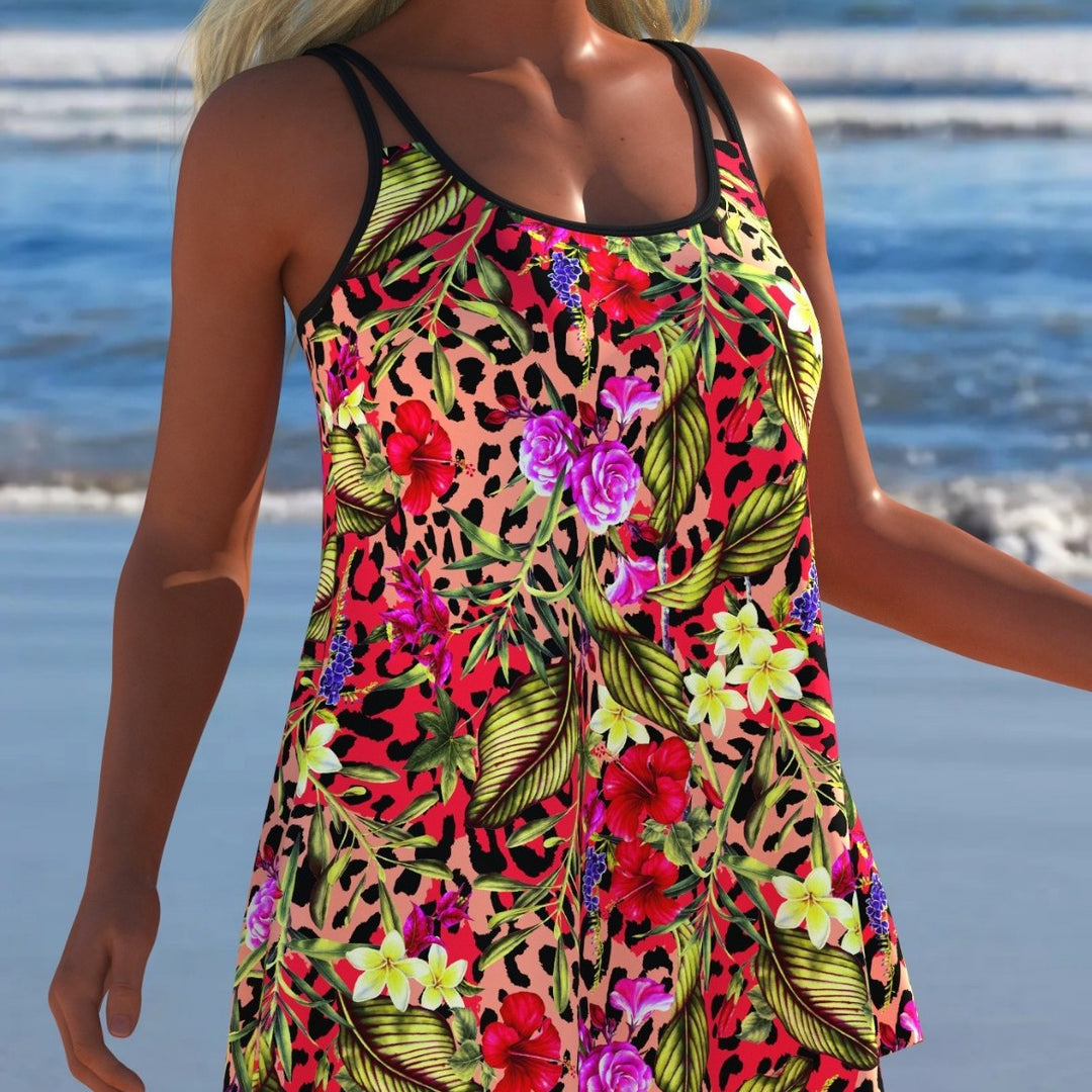 Damen Schwimmanzug mit modischem A-Linien-Schnitt und floralem Design EB