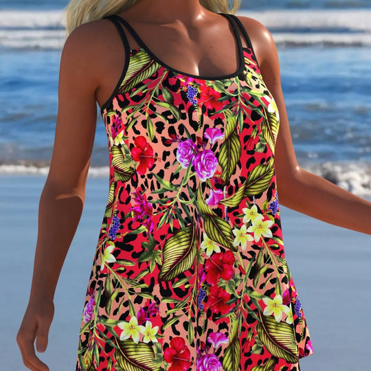 Damen Schwimmanzug mit modischem A-Linien-Schnitt und floralem Design EB