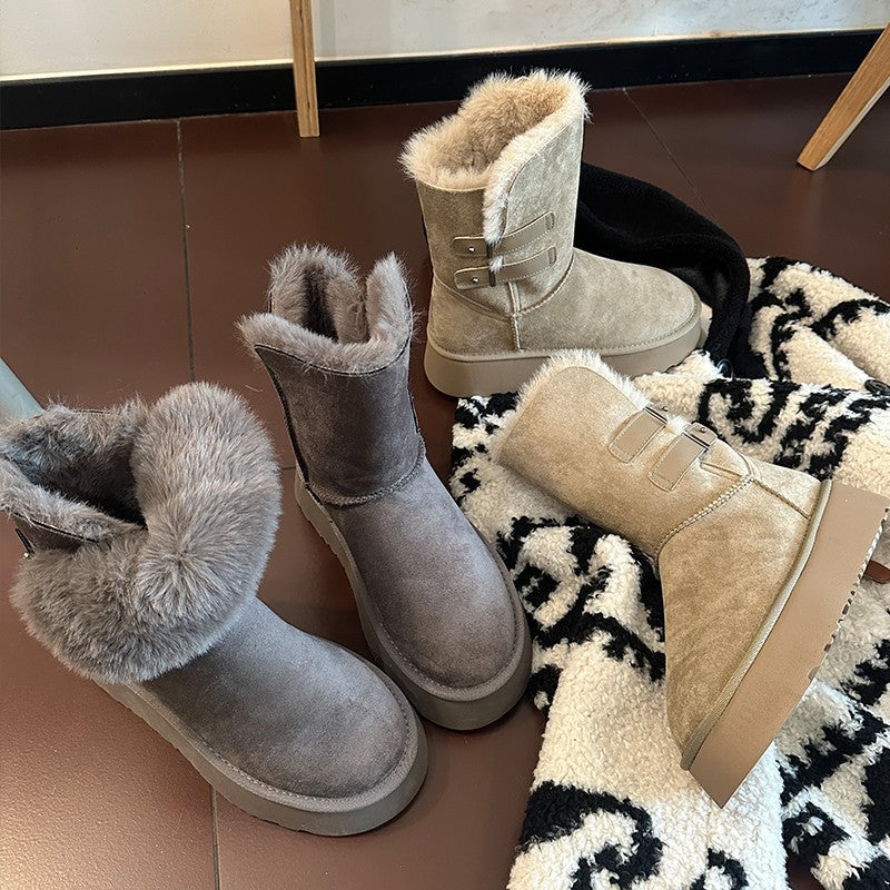Damen kuschelige Winterstiefel mit verstellbarem Riemen und Soft-Futter EB