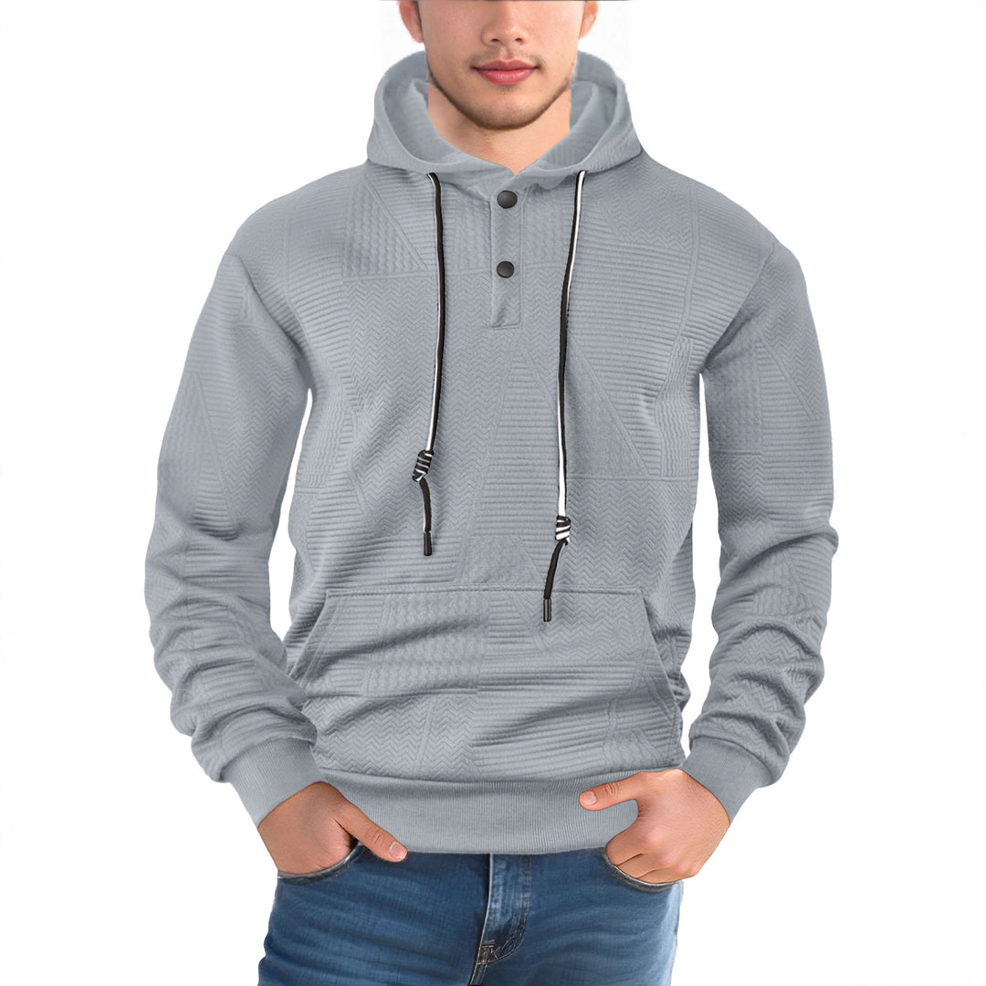 Herren modischer Kapuzenpullover mit strukturiertem Gewebe und Knopfleiste EB