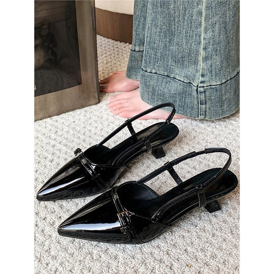 Damen spitze Slingback Ballerinas mit eleganter Schnalle EB