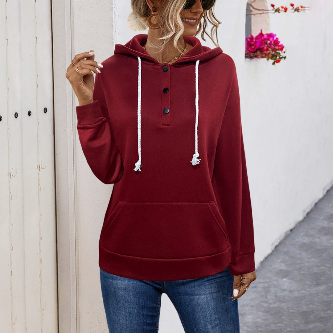Damen Hoodie mit Knopfleiste und lässigem Schnitt EB