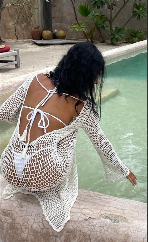 Damen gehäkeltes Strandkleid mit weitem Schnitt EB