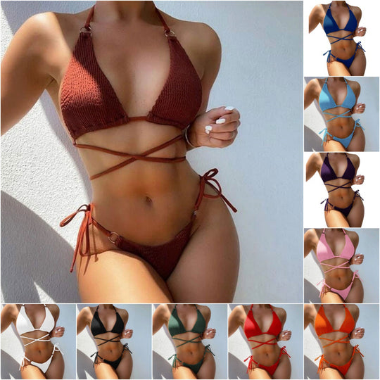 Damen Triangel-Bikini mit modischen Kreuzdetails EB