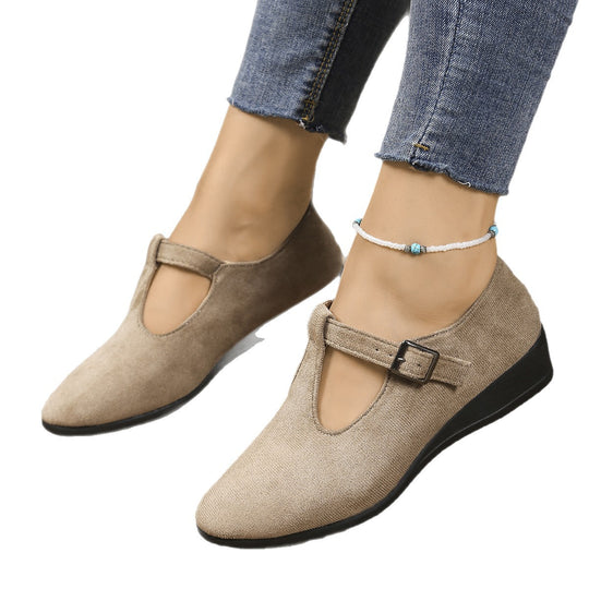 Damen Wedge-Mokassins mit seitlichem Riemen und ergonomischem Fußbett EB