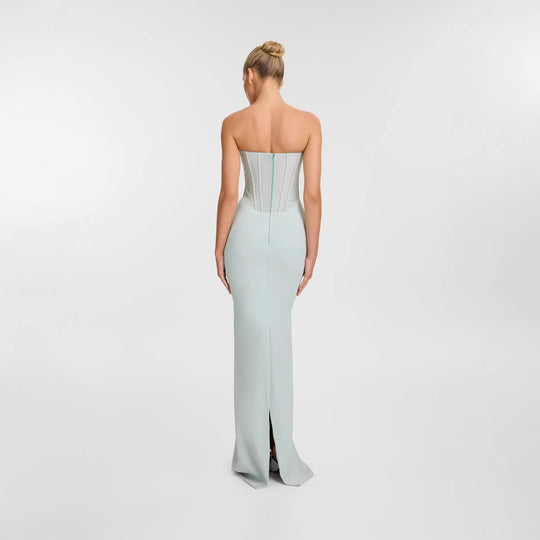 Damen Körpernahes Maxikleid mit eleganter Drapierung und innovativem Rückendesign EB