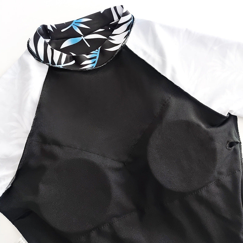 Damen Sportliches Badeoberteil mit langem Arm und modischem Wickelrock EB
