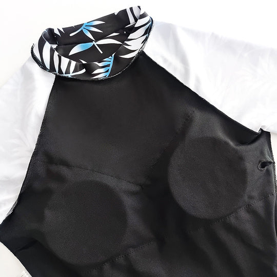 Damen Sportliches Badeoberteil mit langem Arm und modischem Wickelrock EB