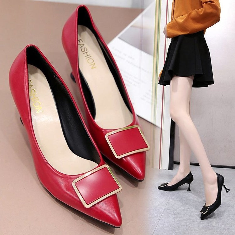 Damen elegante Stiletto-Pumps mit modischer Schnalle EB
