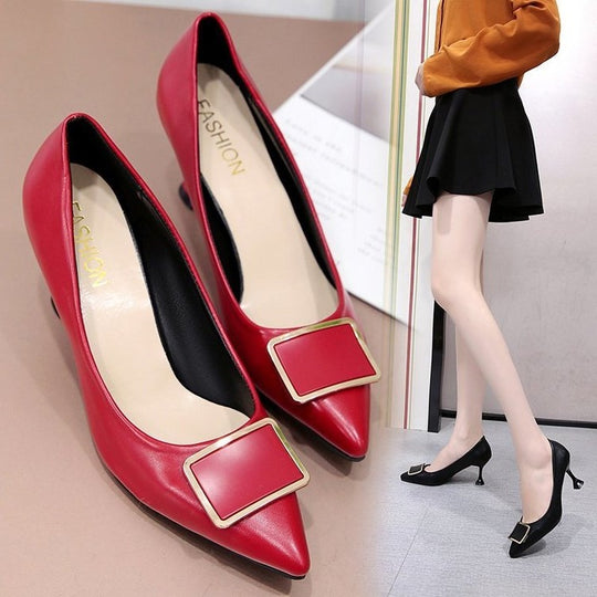 Damen elegante Stiletto-Pumps mit modischer Schnalle EB