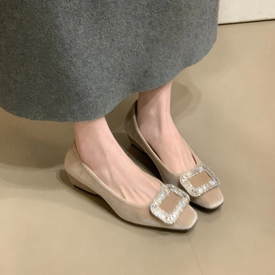Damen elegante Ballerinas mit funkelnder Schnallenverzierung EB