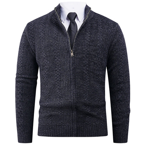 Herren Strickjacke mit modernem Reißverschluss und Zopfmuster EB