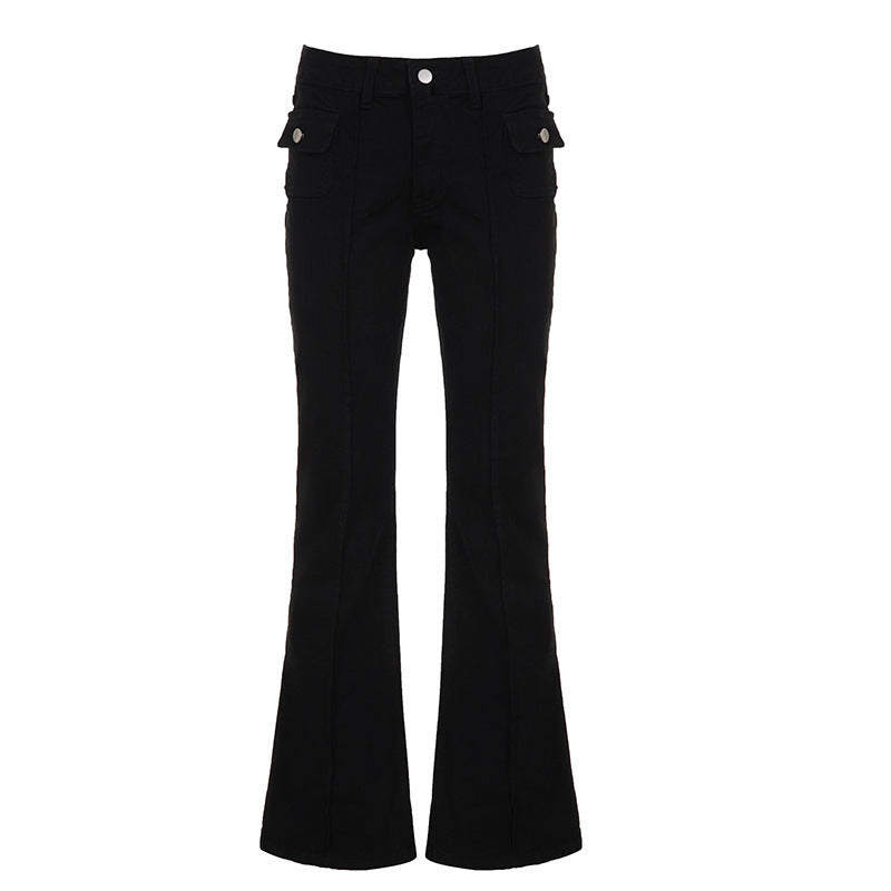 Damen Hochtaillierte Flared Jeans mit praktischen Taschen EB