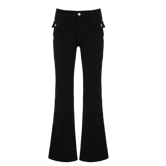 Damen Hochtaillierte Flared Jeans mit praktischen Taschen EB