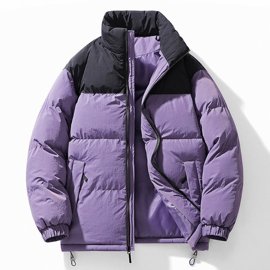 Herren gesteppte Thermo-Steppjacke mit hohem Stehkragen, Zwei-Wege-Reißverschluss und Kordelzugsaum EB