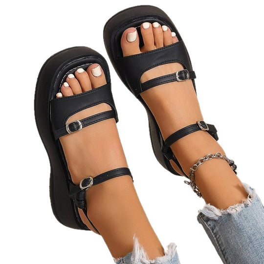 Damen Plattform-Sandalen mit modischem Riemendesign EB
