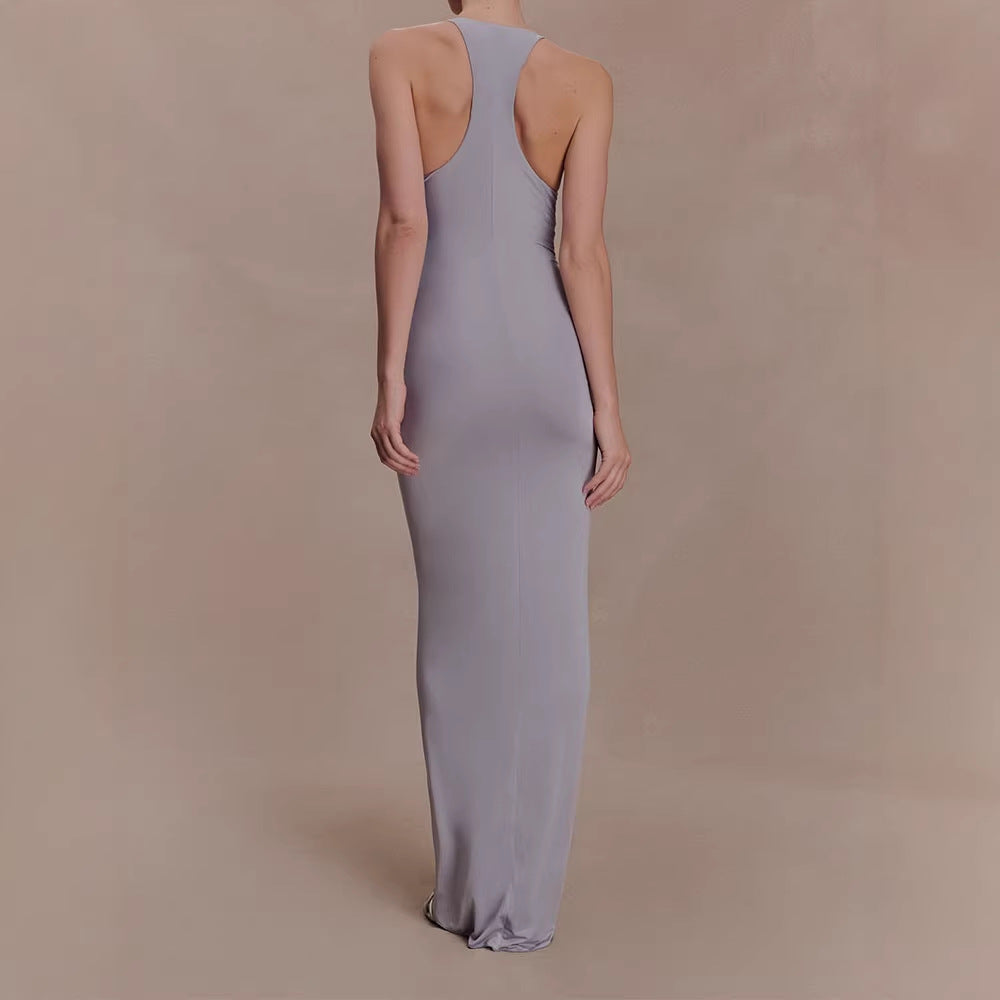 Damen Hochwertiges Abendkleid mit tiefem V-Ausschnitt und Raffungen EB