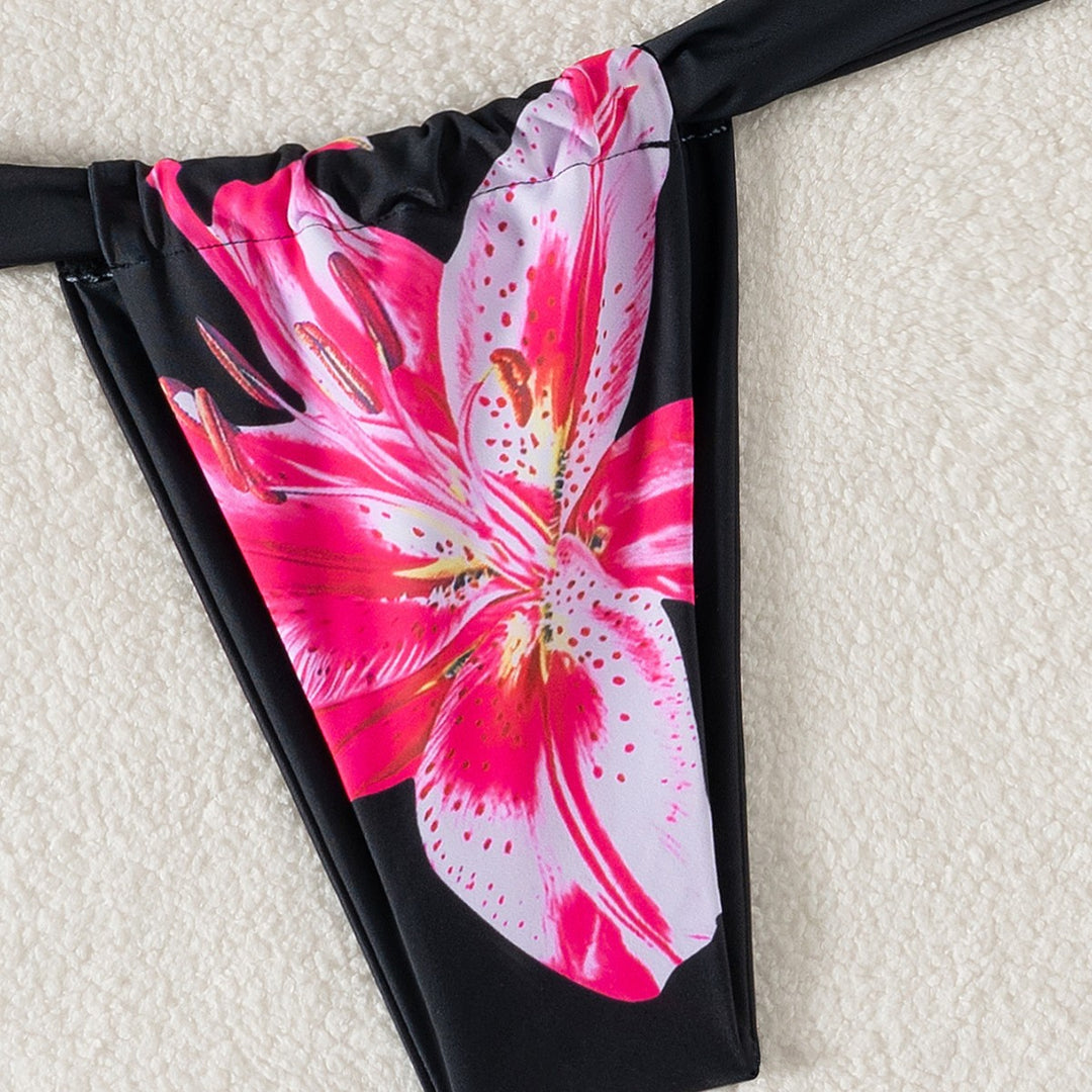 Damen Triangel-Bikini mit floralem Design und verstellbaren Trägern EB