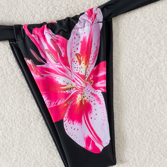 Damen Triangel-Bikini mit floralem Design und verstellbaren Trägern EB